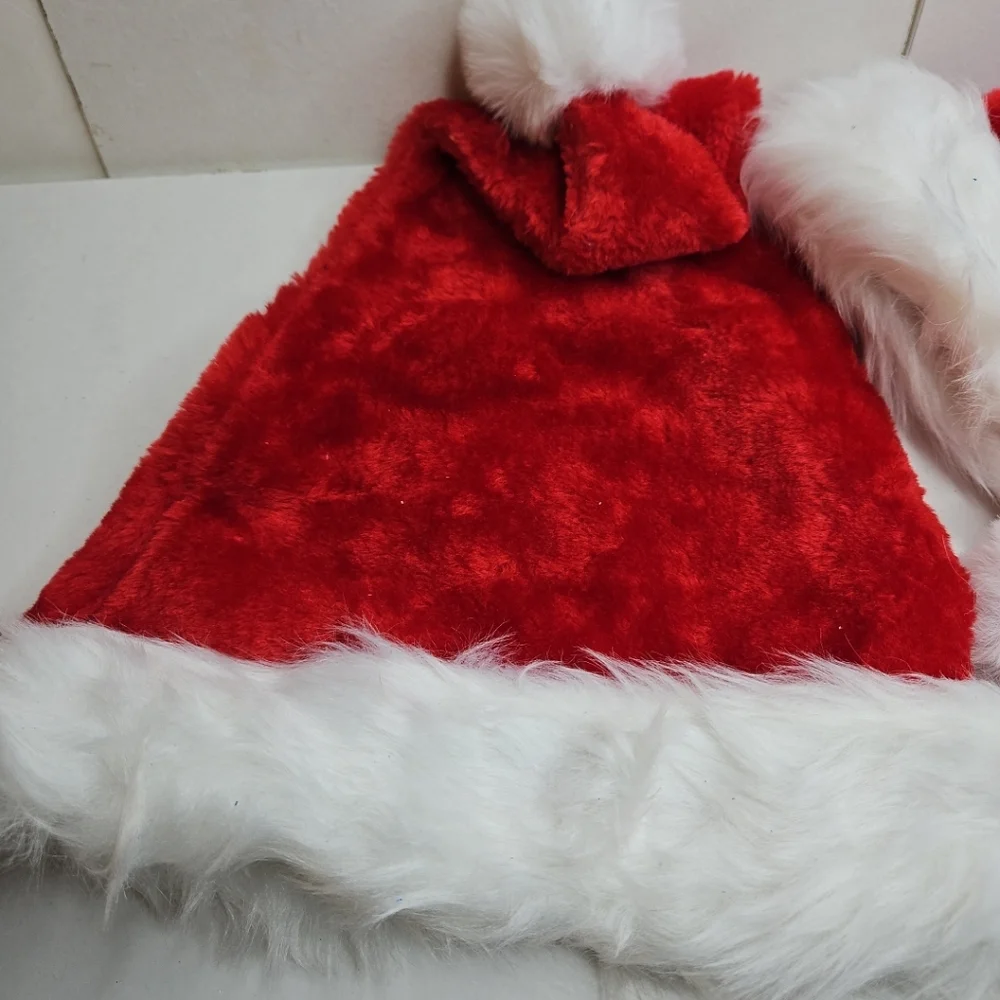 Red Santa Hat with White Fur Trim Set Of 2